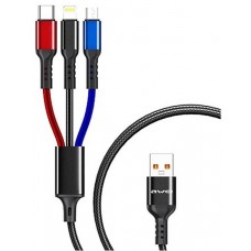 Awei Braided USB to Lightning / Type-C / micro USB Cable Μαύρο 1.2m (CL-971)