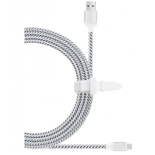 QIHANG Braided USB 2.0 Cable Type C male - USB-A male Λευκό 3m (C21)