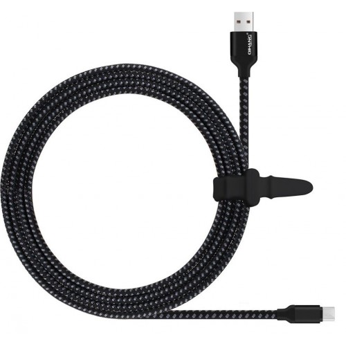 QIHANG Braided USB 2.0 Cable Micro USB male - USB-A male Μαύρο 3m (C21)