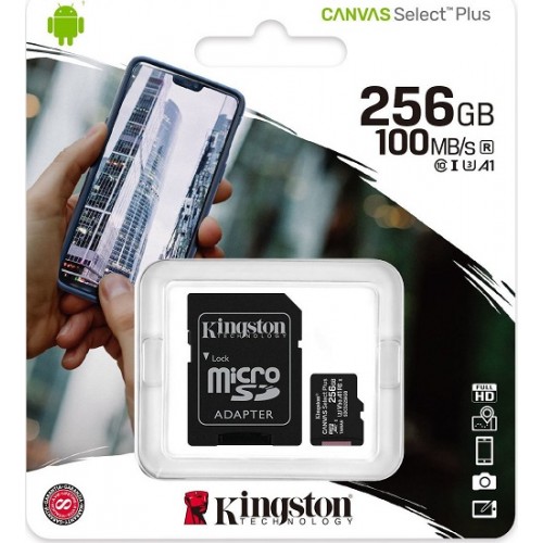 Κάρτα Μνήμης Kingston MicroSDHC 256GB C10 με SD Αντάπτορα up to 100 MB/s*