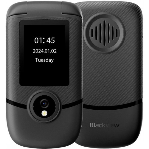 Blackview N2000 Flip Phone Dual-Sim 4G-LTE (Midnight Black)