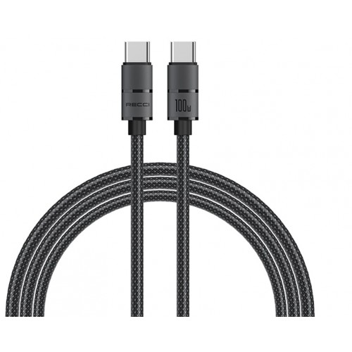 Καλώδιο Recci RS08CC Braided Type-C to Type-C Μαύρο 1.2m 100W
