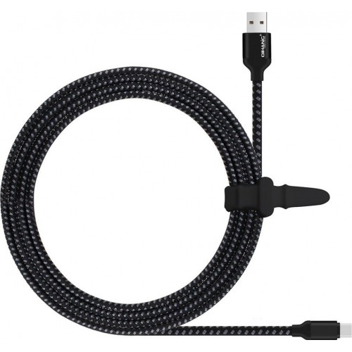 QIHANG Braided USB 2.0 Cable Type C male - USB-A male Μαύρο 3m (C21)