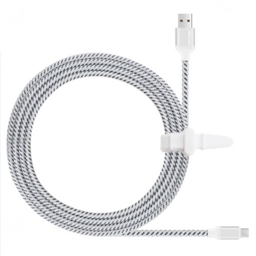 QIHANG Braided USB 2.0 Cable Micro USB male - USB-A male Λευκό 3m (C21)