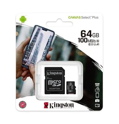 Κάρτα Μνήμης Kingston MicroSDHC 64GB C10 με SD Αντάπτορα up to 100 MB/s*