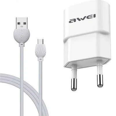Σετ Φορτιστή και καλώδιο φόρτισης AWEI C-831Τ Type C 2.1A 1.2m (ΛΕΥΚΟ)